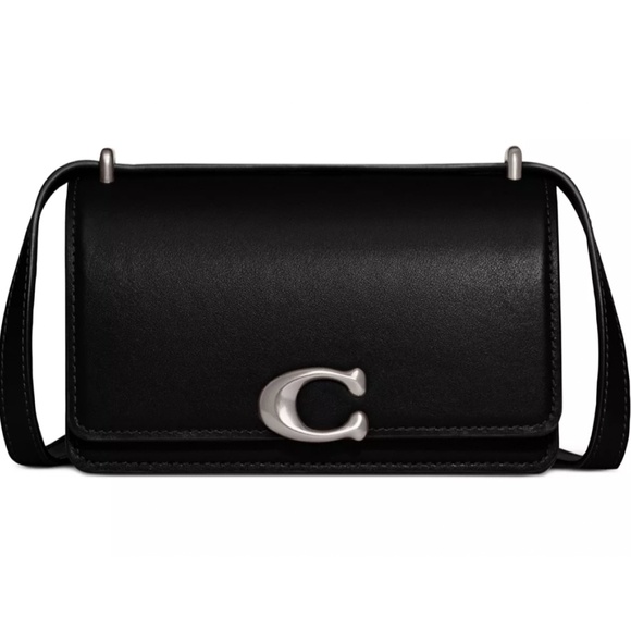 NWT COACH Luxe Refined Calf Leather Bandit Crossbody Bag COLOR:BLACK/LH